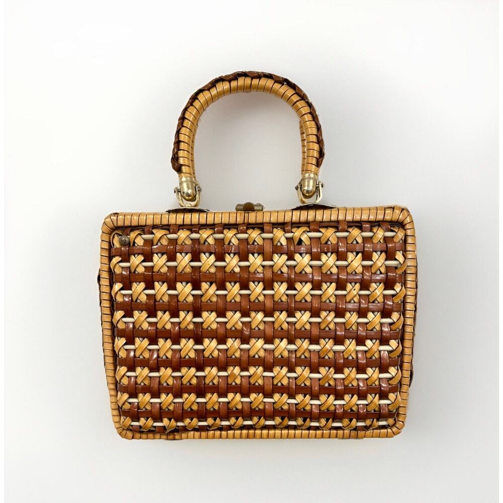 American Vintage Woven Crossbody Bag in Brown and Tan